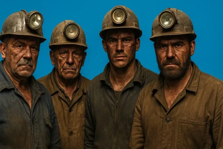 Imagen de mineros de carbón en Estados Unidos reflejando el impacto en salud laboral y la amenaza a los derechos sindicales en NIOSH