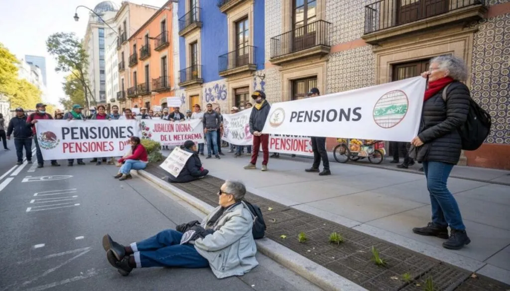 Trabajadores protestan en Puebla por régimen solidario de pensiones y contra las Afore
