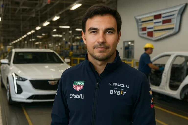 Checo Pérez envía mensaje inspirador a trabajadores de Cadillac en Estados Unidos, resaltando compromiso y esfuerzo en la industria automotriz