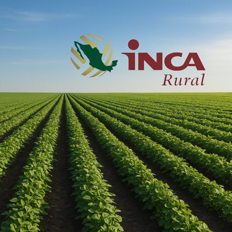Campo agrícola mexicano con el logotipo del INCA Rural, representando la labor técnica y derechos laborales del sector rural