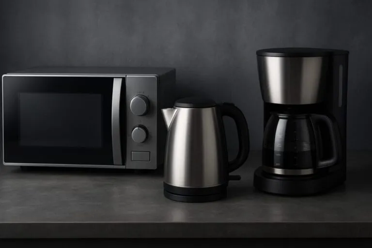 Fábrica de electrodomésticos con trabajadores y entorno industrial