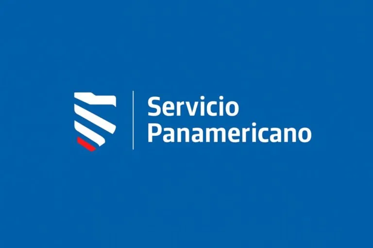 Logotipo oficial de Servicio Panamericano sobre fondo azul institucional, estilo editorial limpio y profesional