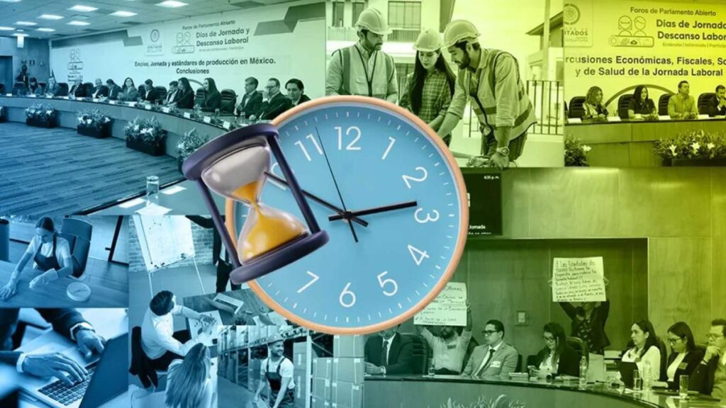 Personas en un centro de trabajo participan en capacitación laboral relacionada con la transición hacia la jornada de 40 horas en México.