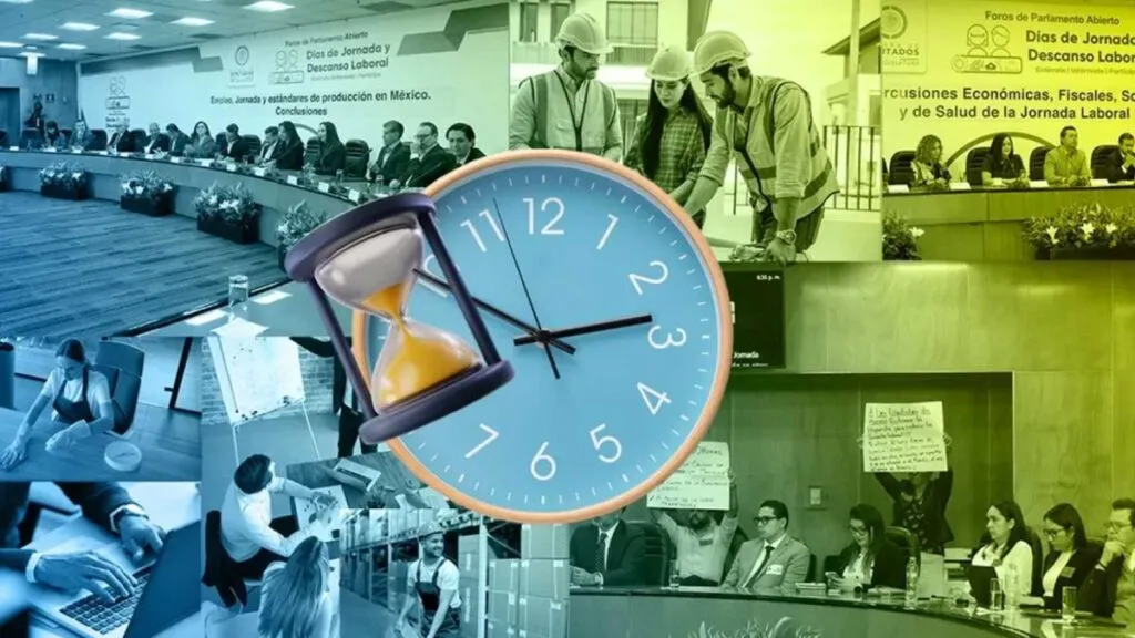 Personas en un centro de trabajo participan en capacitación laboral relacionada con la transición hacia la jornada de 40 horas en México.