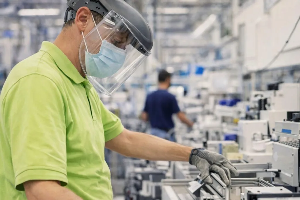 Personas trabajando en fábrica y comercio reflejando temas de salario mínimo Nuevo León estadísticas laborales