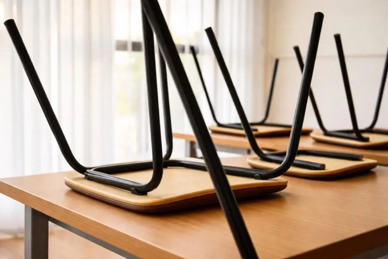 Aula en España con menos estudiantes tras la reducción de alumnos por aula impulsada por el Gobierno y sindicatos docentes.