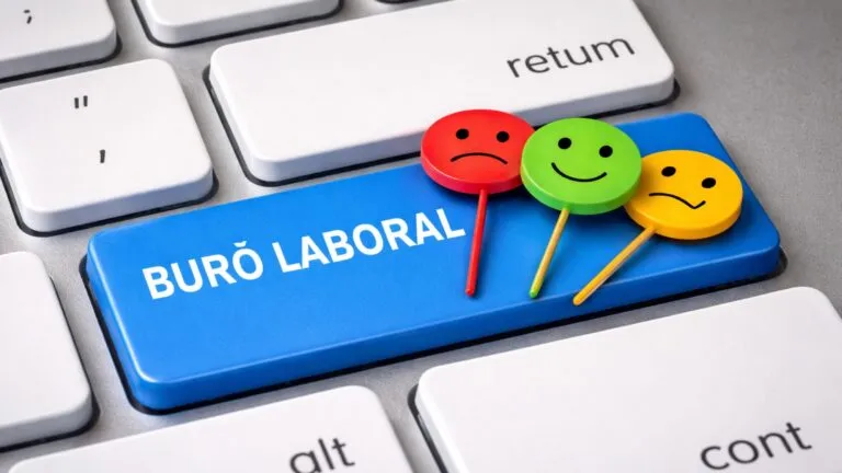 buró laboral en México representado en teclado con símbolo de evaluación laboral y listas negras laborales