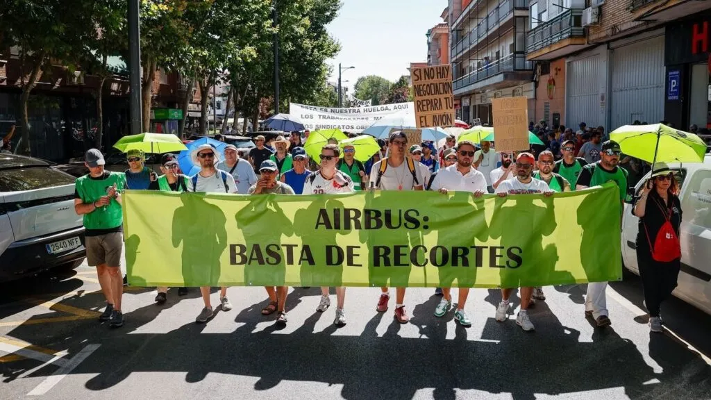 Huelga de trabajadores de Airbus en las plantas de España.