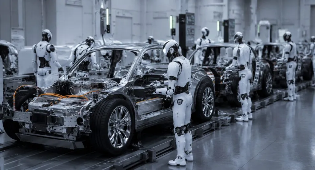 Negociación por robots humanoides entre Hyundai y su sindicato en Corea del Sur por empleo y automatización laboral.